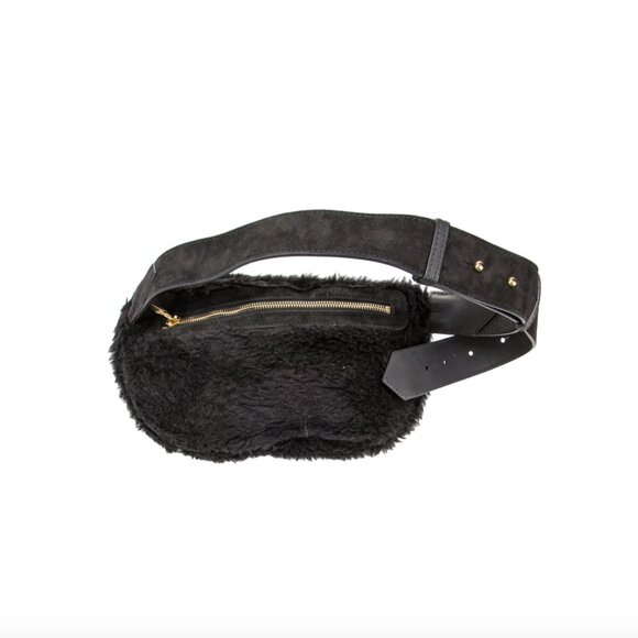 MAX MARA SHEARLING WAIST BAG IN BLACK - Picture 2 of 4